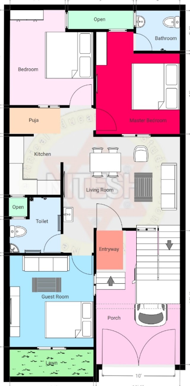 Home Plan for 3BHK 25x50 as per vastu