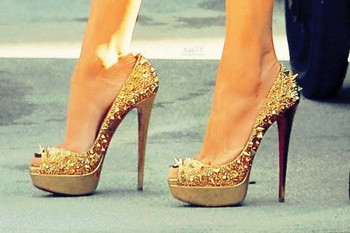 Gold Sparkly High Heels Shoes