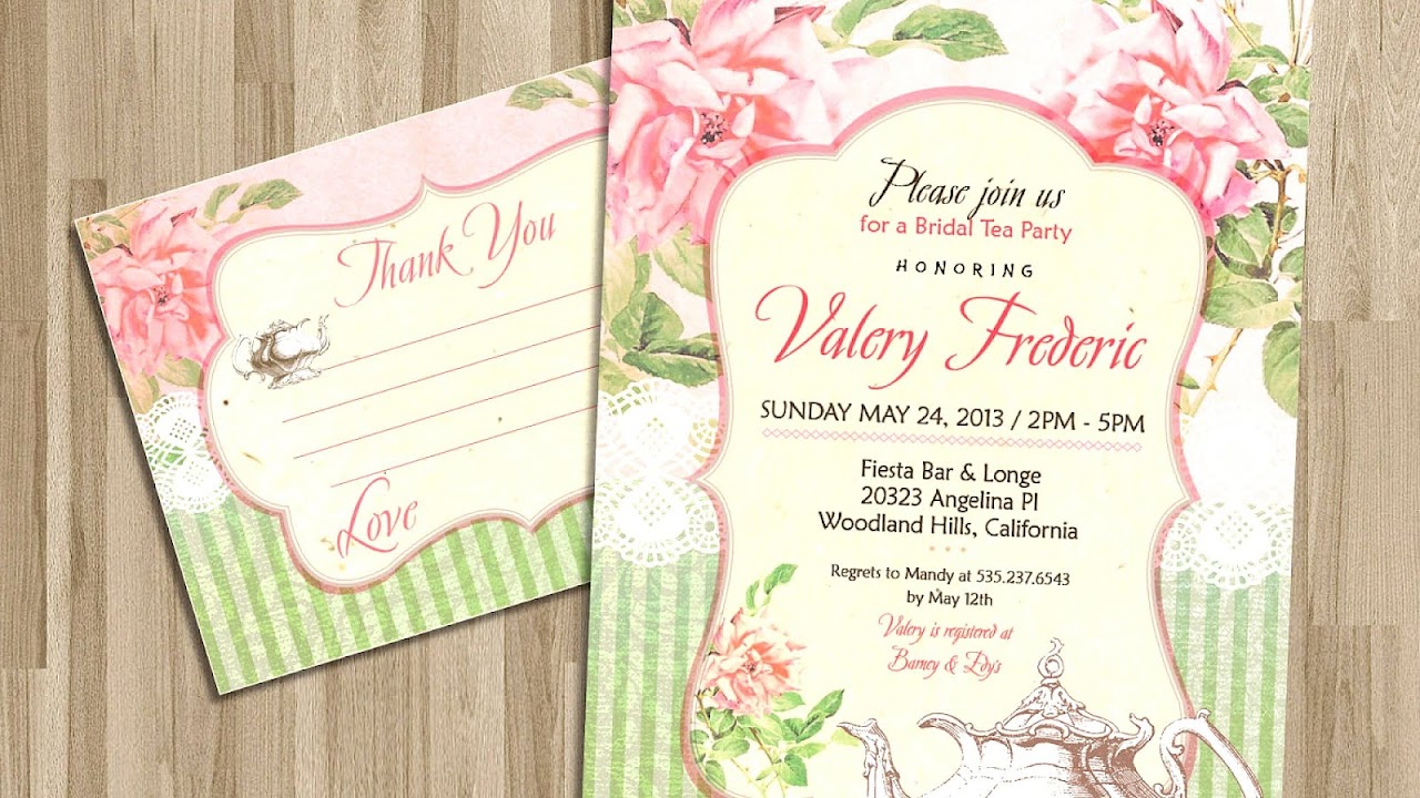 Tea Party Themed Bridal Shower Invitations