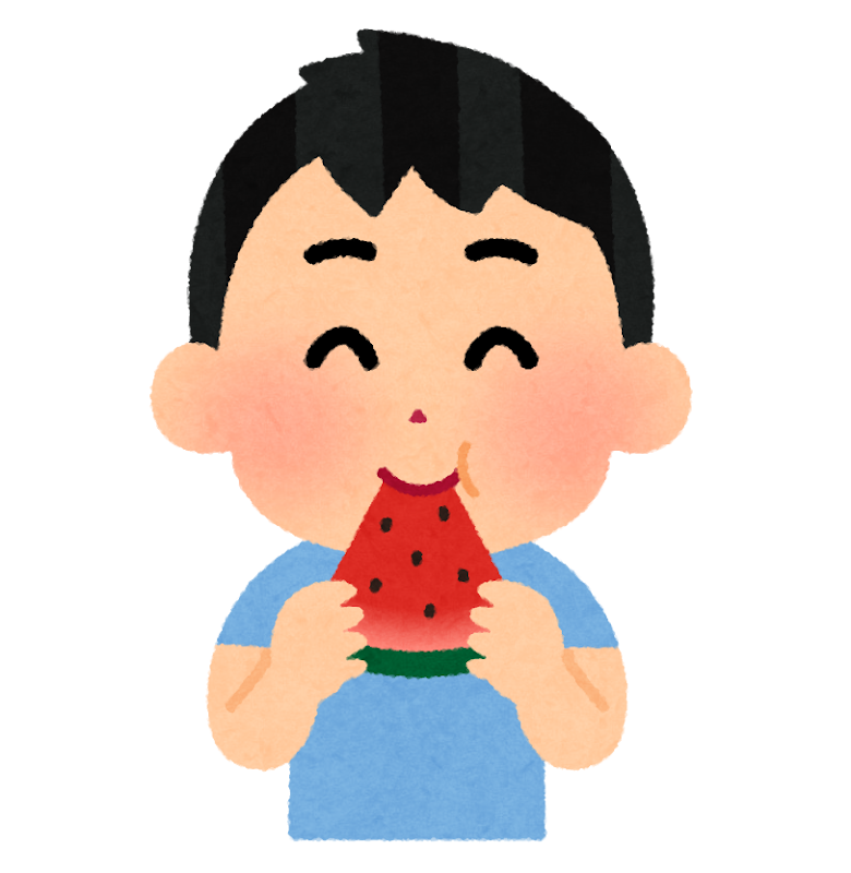 スイカを食べる人のイラスト 男の子 かわいいフリー素材集 いらすとや