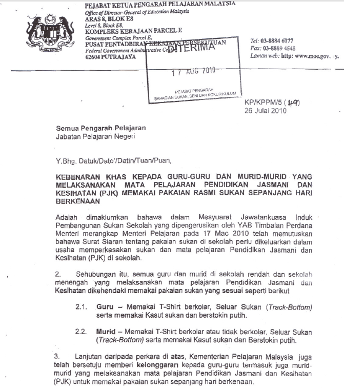 Surat Rasmi Kepada Kementerian Kesihatan Dioedpo