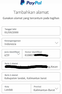 Isi data alamat lengkap di paypal