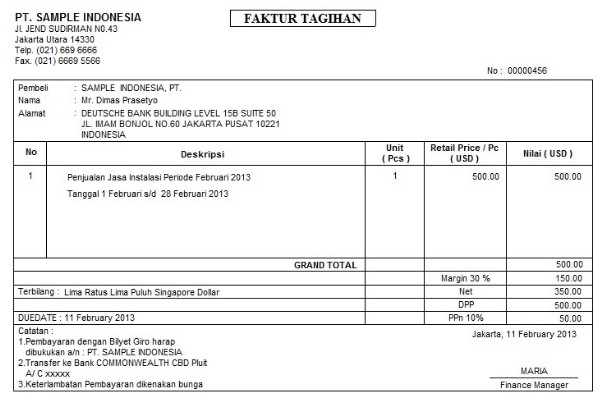 3 Contoh Faktur Penjualan - Smansa Edu