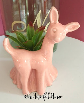 pink ceramic deer planter succulent container