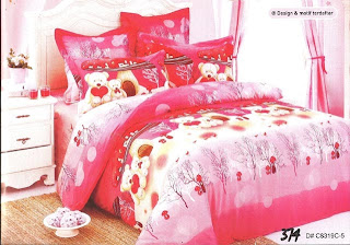 Sprei Anak Motif Teddy Bear Pink