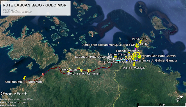 Gambar Peta Rute Labuan bajo menuju Golo Mori