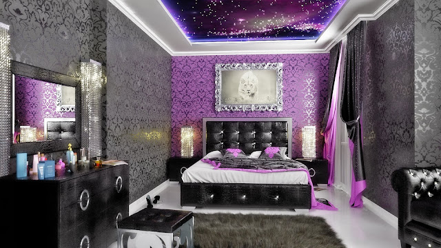 bedroom ideas purple and grey