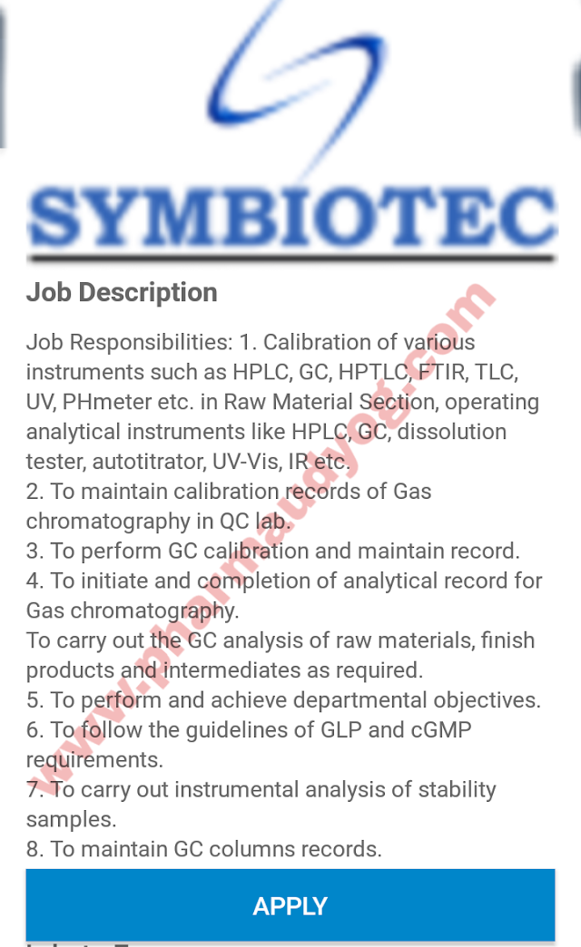 Symbiotec | Hiring for Quality Control | Indore | Apply Online