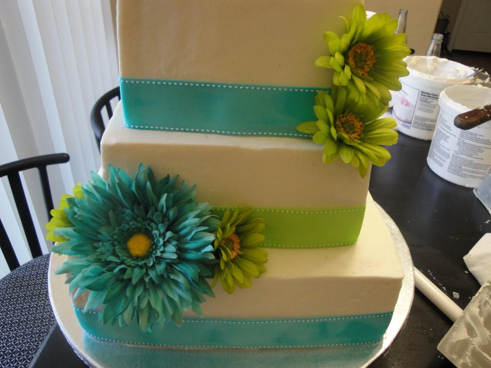Blue & Green Wedding Cake