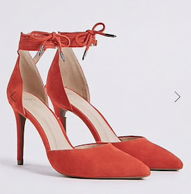 marks and spencer suede stiletto heel ankle tie court shoes