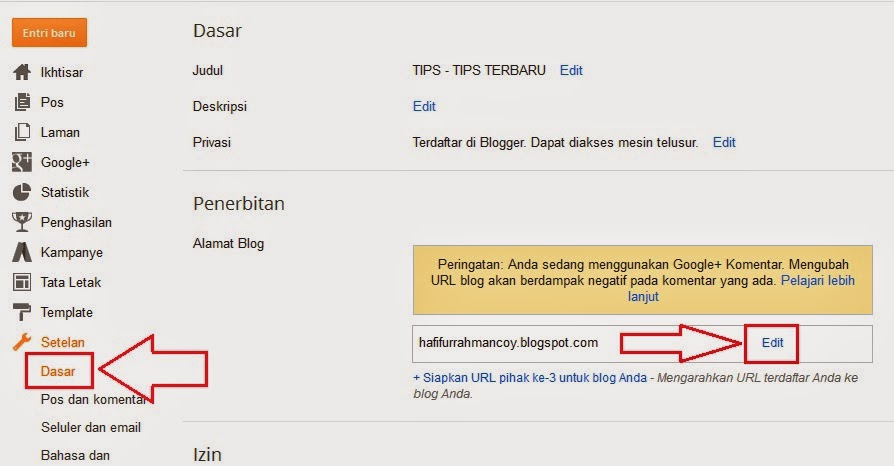 CARA MENGGANTI NAMA URL ATAU ALAMAT DAN JUDUL PADA BLOGSPOT