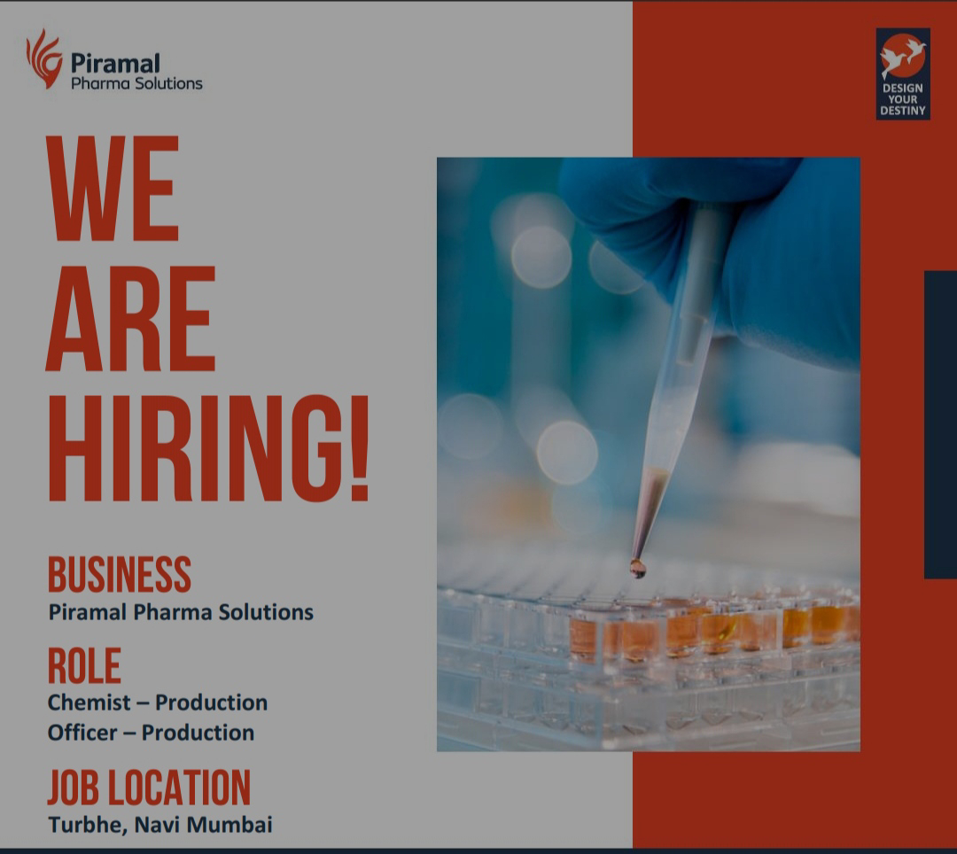 Job Available's for Piramal Pharma Solutions Job Vacancy for BSc Chemistry/ MSc Chemistry