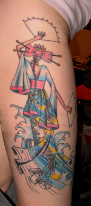 Thigh Japanese Geisha Tattoos Picture 8