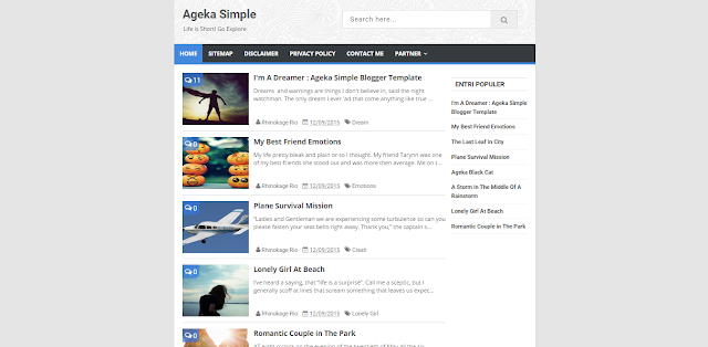 Ageka Simple - Blogger Template Free Download