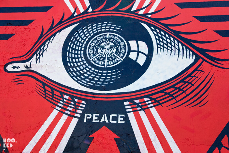 Street Artist Shepard Fairey installs North London Mural