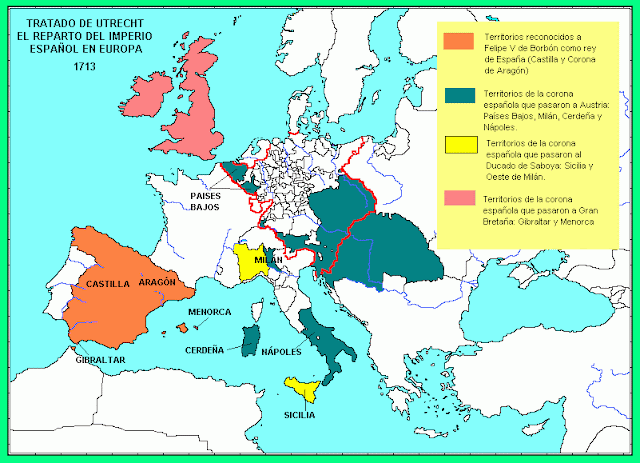 Resultado de imagen de mapa del tratado de utrecht