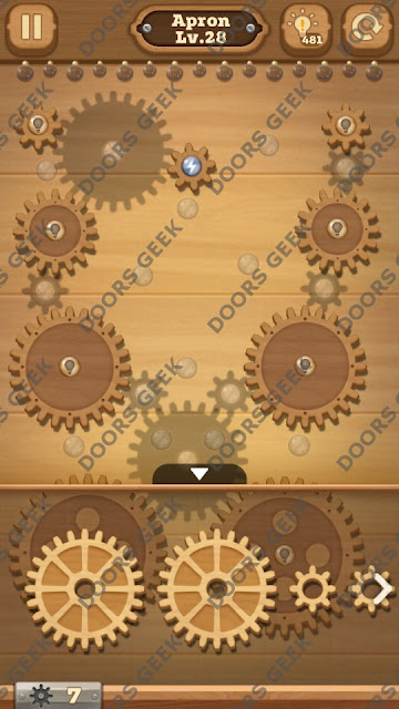 Fix it: Gear Puzzle [Apron] Level 28 Solution, Cheats, Walkthrough for Android, iPhone, iPad and iPod