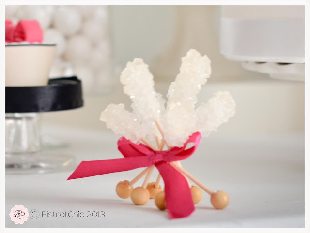 Rock candy can also be used as a decoration in your dessert table from BistrotChic