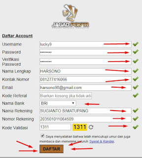 formulir pendaftaran di jagadpoker