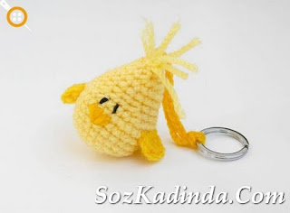 Amigurumi örgü civciv anahtarlık modeli angry birds