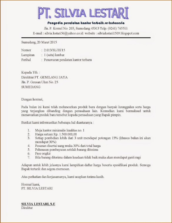 Contoh Surat Perusahaan Penawaran Barang : Contoh Surat Penawaran Jasa dan Barang Ke Perusahaan ... : Contoh surat niaga penangguhan pembayaran.