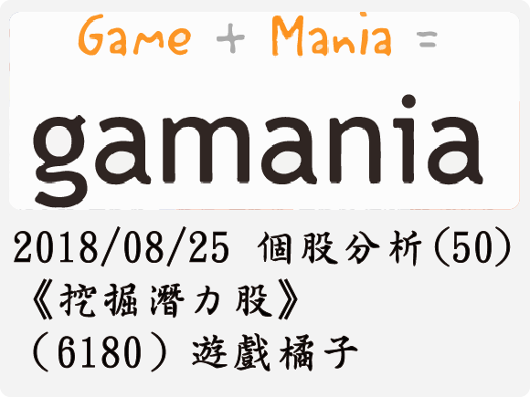 2018/08/25 個股分析(50)《挖掘潛力股》（6180）遊戲橘子