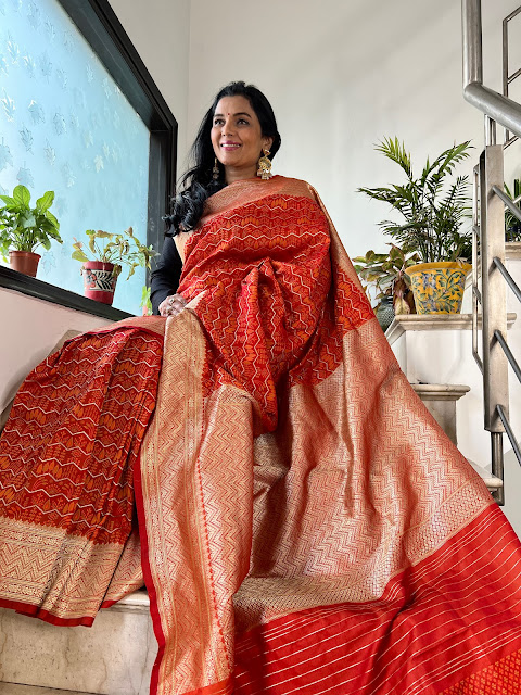 Rust Tanchoi saree