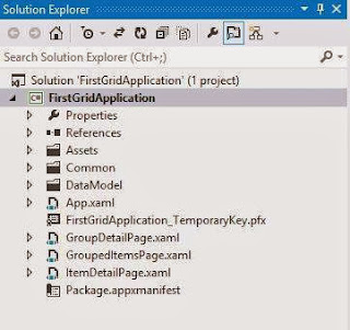 Windows Store Grid App(XAML) : Solution explorer