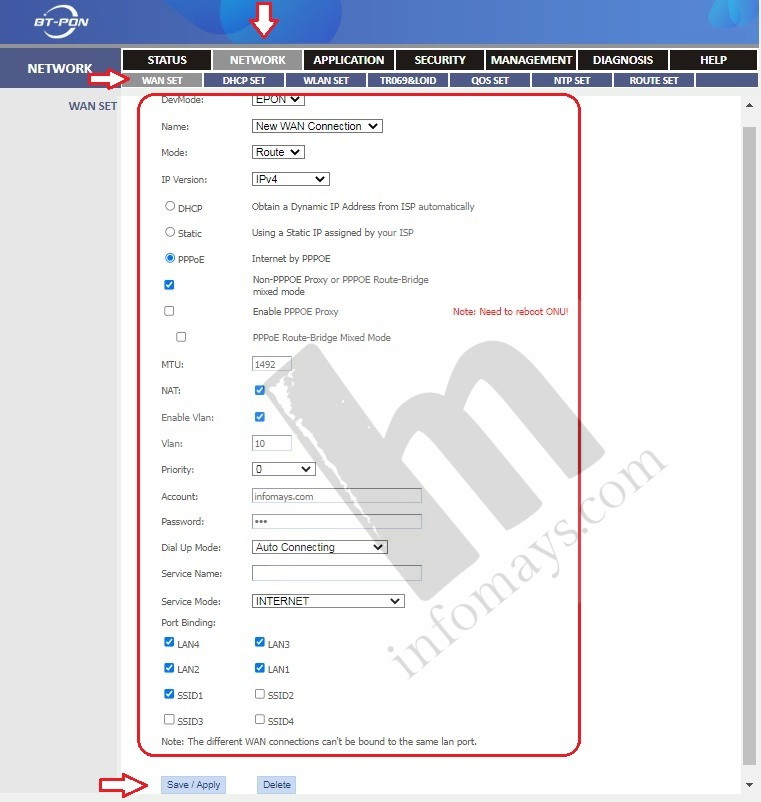 Cara Setting Modem BT-PON Mode PPPoE