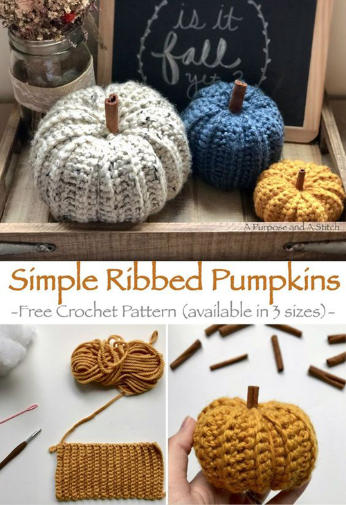 Simple Ribbed Pumpkins - Free Crochet Pattern