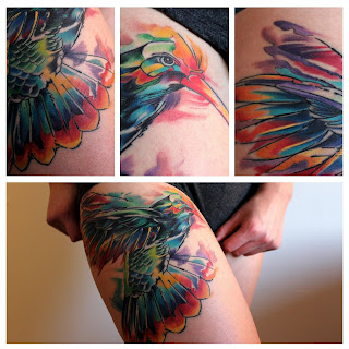 Watercolor Hummingbird Tattoo