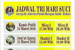 Jadwal Tri Hari Suci Paskah 2016