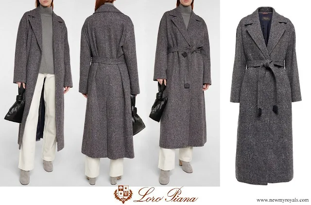 Princess Charlene wore LORO PIANA Henrik belted cashmere coat