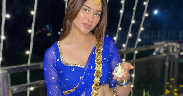 mahira sharma sheer blue saree hot tv actress