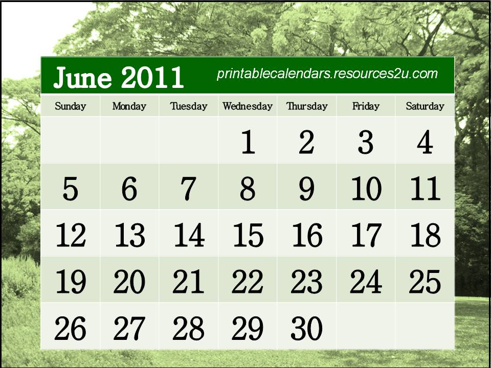 june 2011 calendar printable free. Free Calendar 2011 June to