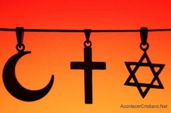 Símbolos de la religión de judíos, musulmanes y cristianos