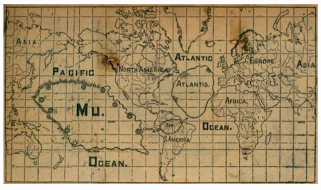 Карта с изображением затерянного континента Му