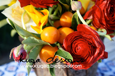 Yellow Wedding Flowers on Used Red Rununculas   White Daffodils  Kumquats On The Branch  And