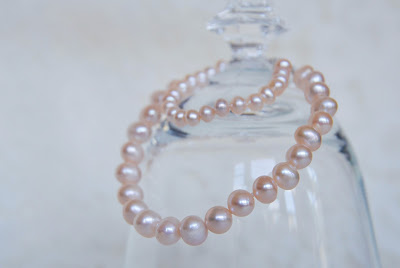 mother and baby daughter pink pearl matching bracelet set handmade