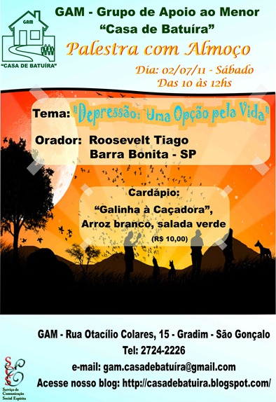 Cartaz Palestra: Depressão: "Uma Opção pela Vida"