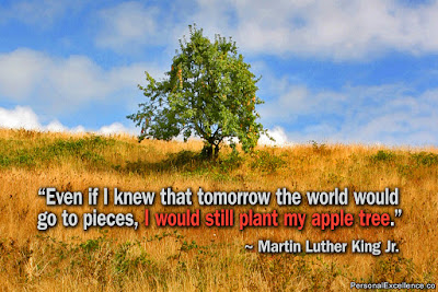 "Even if I knew that tomorrow the world would go to pieces, I would still plant my apple tree." Martin Luther King Jr.