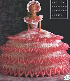 Vestido de Crochê Para Barbie - Coleção Calendário - Senhorita Fevereiro 1991