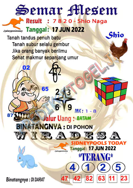 Prediksi Semar Mesem SDY Hari Ini JP 17 Juni 2022