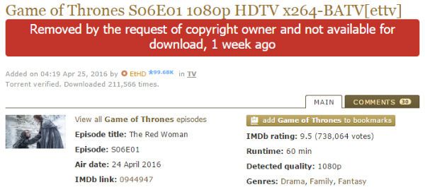 HBO Wages War on Game of Thrones Torrents 1