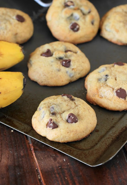 Love banana bread, but looking for a new way to enjoy those overripe bananas?  Give Banana Chocolate Chip Cookies a try!  If your house is anything like ours, these soft and tasty little cookies will disappear in a flash.