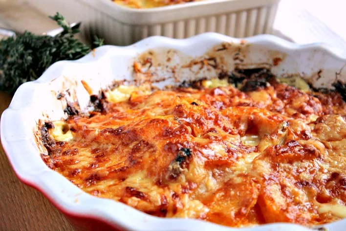 Cheesy Butternut Squash Gratin