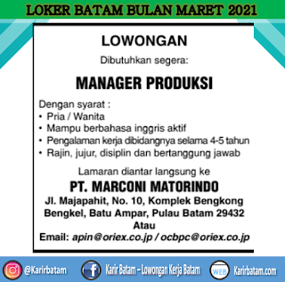 Lowongan Kerja PT. Marconi Matorindo