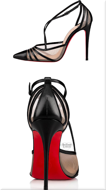 ♦Black Christian Louboutin Theodorella kidskin and mesh pumps #christianlouboutin #shoes #black #brilliantluxury