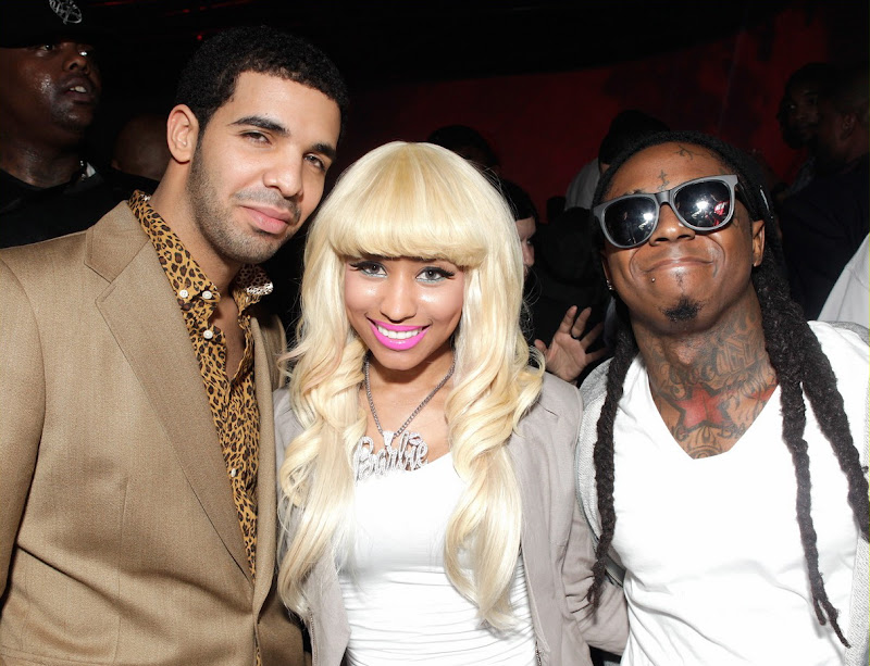 Drake (cheetah shirt + BET's Sunday's Best suit = #ColdBamma), Nicki  title=