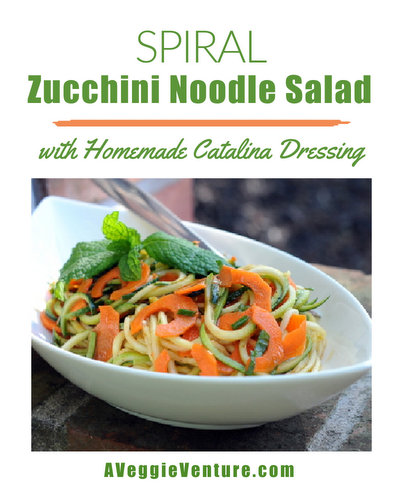 Spiral Zucchini Noodle Salad with Homemade Catalina Dressing ♥ AVeggieVenture.com. Fresh, healthy, summery. Low Carb.